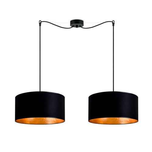 Cluster Pendelleuchte 2 flammig Mchone Brayden Studio Schirmfarbe: Schwarz und Gold| Ausführung: Schwarz| Größe: 154 cm H x 36 cm B x 36 cm T Cluster Pendelleuchte 2 flammig Mchone Brayden Studio Schirmfarbe: Schwarz und Gold| Ausführung: Schwarz| Größe: 154 cm H x 36 cm B x 36 cm T